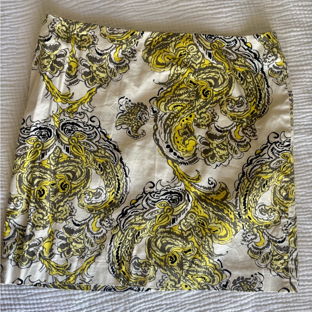 Ann Taylor Yellow and Black Baroque Mini Skirt